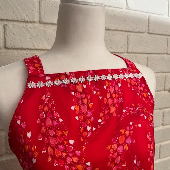 Heart-patterned Cotton Apron with pocket - Picture 3 of 6